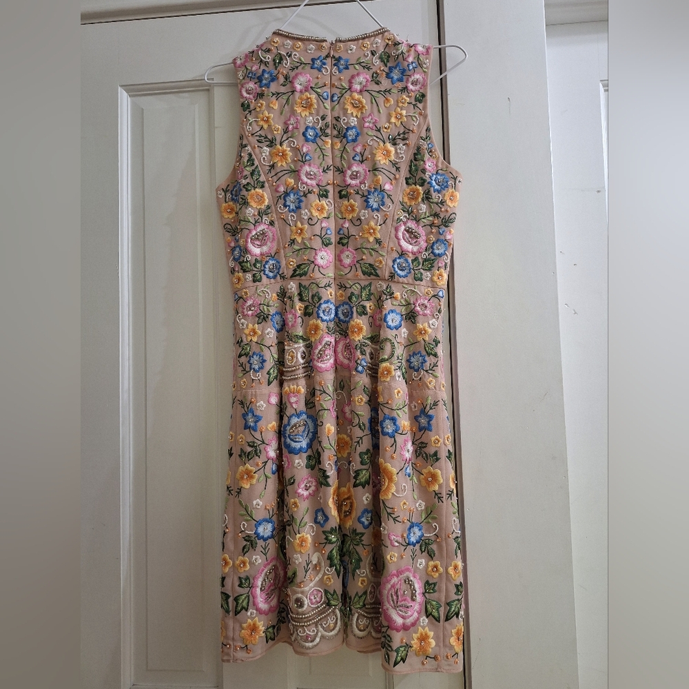 Needle & Thread fully beaded embroidered floral sleeveless shift mini dress 2 - Picture 10 of 13